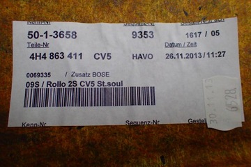 AUDI A8 4H D4 POLIČKA KUFRU BOSE 4H4863411