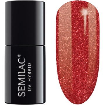 025 SEMILAC LAKIER HYBRYDOWY GLITTER RED 7ML