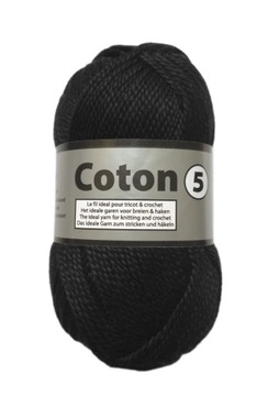 100g włóczka 100% bawełna Coton 5 czarna 001