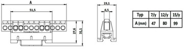 RAIL 7 КЛЕММНЫЙ БЛОК СИНИЙ НУЛЕВОЙ МОСТ