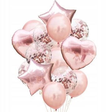 Balony Konfetti Rose Gold Urodziny 1-99