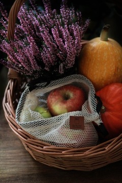 Многоразовые, прочные, безотходные мешки для овощей из хлопковой сетки.