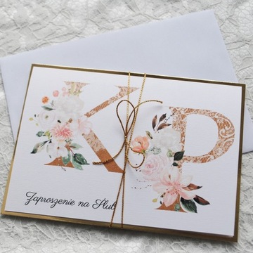 золото СВАДЕБНЫЕ ПРИГЛАШЕНИЯ ГЛАМУРНЫЕ ЦВЕТЫ + КОНВЕРТ