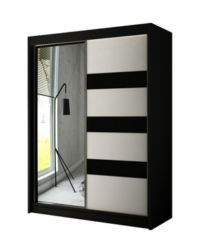 Szafa 120cm Czarno- Biała+Czarny Lacobel+ Lustro!