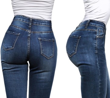 #M811Spodnie Jeans Dopasowane Rurki Dziury S