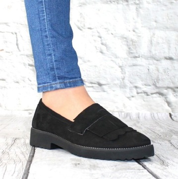 MOKASYNY DAMSKIE outlet BUTY ZAMSZOWE FRĘDZLE r 38