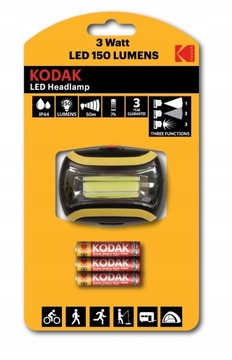Latarka Czołowa na Głowę Czoło KODAK LED HEADLAMP 150lm IP44 3AAA