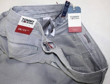 Męskie spodnie Tommy Jeans DM0DM04213 Slim Chino szare oryginalne - W38/L32