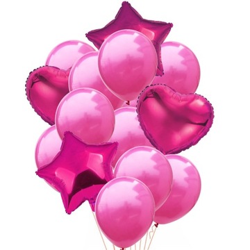 ZESTAW balonów balony RÓŻOWE FUKSJA roczek 18 lat
