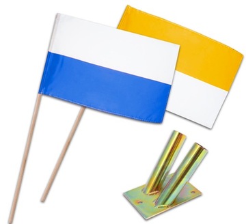 ZESTAW UCHWYT FLAGI ŻÓŁTO-BIAŁA NIEBIESKO-BIAŁA