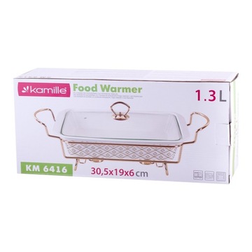 NACZYNIE z PODGRZEWACZEM żaroodporne CERAMICZNE pokrywka KAMILLE 1,3l