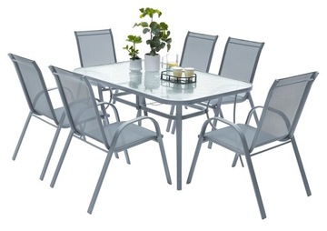 КОМПЛЕКТ САДОВОЙ МЕБЕЛИ ДЛЯ ТЕРРАСЫ, СТОЛ + 6 СТУЛЬЕВ