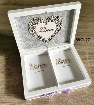 Коробка для конвертов + белые обручальные кольца 03