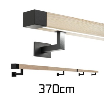 Poręcz ścienna drewniana z oświetleniem LED 370cm