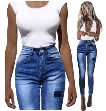 #G5117 JEANS RURKI KOBIECE DOPASOWANE UNIKATOWE XS