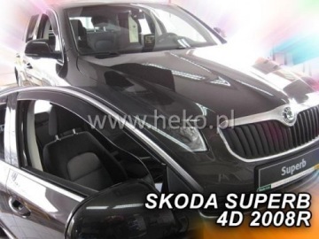 Дефлекторы ветровые SKODA SUPERB 2 II SEDAN 2008-2015 передние+задние heko