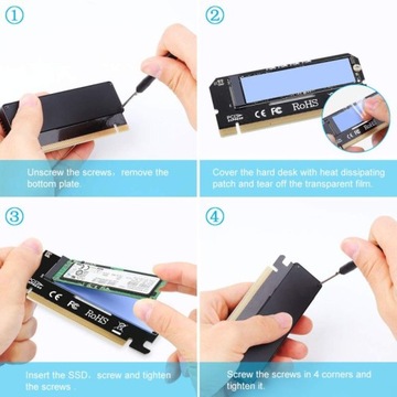 Адаптер M.2 NVMe M Key SSD — PCI-e x16 + радиатор