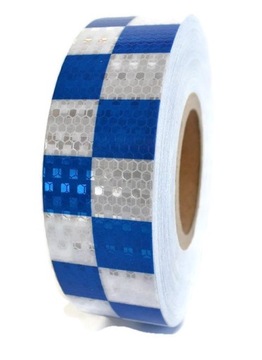 TAŚMA ODBLASKOWA PLASTER NIEBIESKA SZACHOWNICA
