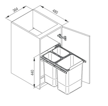 Сортировщик мусора 400мм 20л+2х10л SORTER