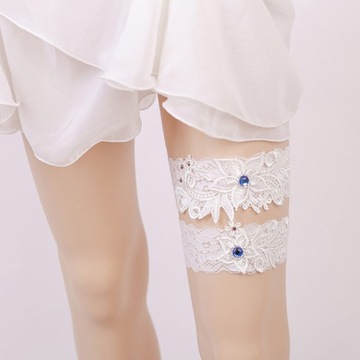 ПОДВЯЗКИ СВАДЕБНЫЕ синие БЕЛЫЕ комплект из 2 шт.