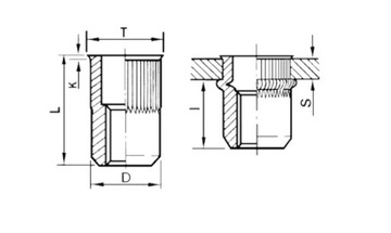 ЗАКЛЕПКА M10 ЗАКЛЕПКА ГАЙКА МИНИ КОНУС 100ШТ.