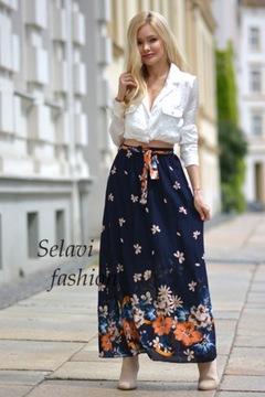 Длинная воздушная хлопковая юбка с цветочным принтом