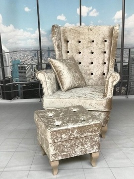 FOTEL USZAK GLAMOUR + PODNÓŻEK +PODUSZKA GRATIS!!!
