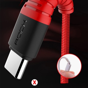 Markowy MOCNY kabel ROCK USB-C TYP-C z KEVLAREM 1m