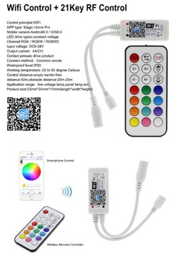Sterownik WiFi RGBW LED pilot radiowy RF - GOOGLE