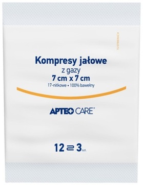 KOMPRESY Z GAZY JAŁOWE 7 X 7 CM APTEO CARE 3 SZTUK
