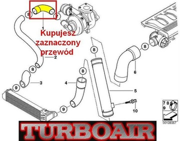 BMW X5 E53 3,0D PŘÍVOD TRUBKA WAZ TURBO INTERCOOLER