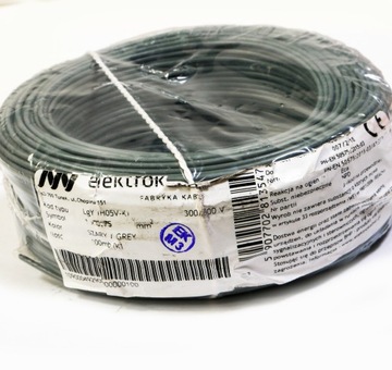Przewód kabel linka LGY 0,75mm szary 100m 500V