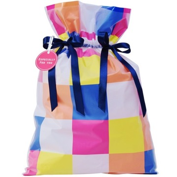 TORBA PREZENTOWA WOREK PREZENTOWY KOLOROWE KWADRATY 30x45CM