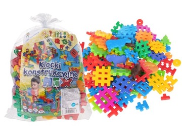 KLOCKI WAFLE konstrukcyjne 60 el MIX dla dzieci