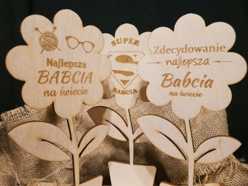 Цветок для дедушки бабушки Деревяной + ГравА