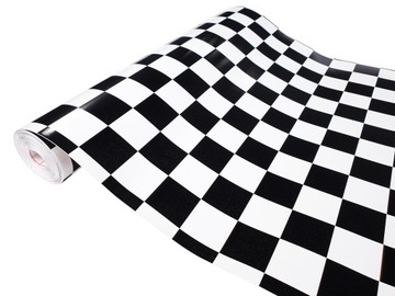 Folia Dekoracyjna Okleina Meblowa Klejowa Wzór SZACHOWNICA DUŻA 45x50cm DIY