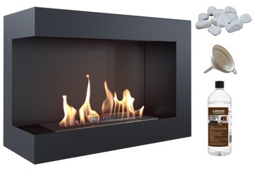 BIOKOMINEK narożny DELTA lewa 700x280 czarny TUV