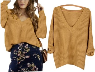 995 MIĘCIUTKI SWETER OVERSIZE DEKOLT V kolory