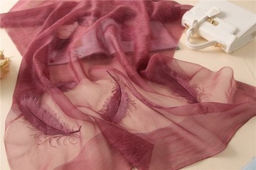 БОЛЬШОЙ ШАРФ ШЕЛКОВЫЙ ШАРФ 100% ВЫШИВКА КАЧЕСТВО ПЕРО