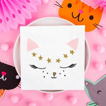 БУМАЖНЫЕ САЛФЕТКИ «КОТЕНОК-РУСАЛКА», 20 ШТ, ДЕНЬ РОЖДЕНИЯ