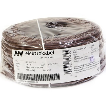 100m Przewód jednożyłowy kabel linka 1x1,5 LGY 1 x 1,5mm brązowy