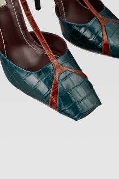 skórzane buty na obcasie z paskami Zara Studio 38