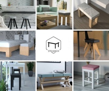 СОВРЕМЕННЫЙ МАССИВНЫЙ табурет из массива дерева, толстый, широкое сиденье 35/35