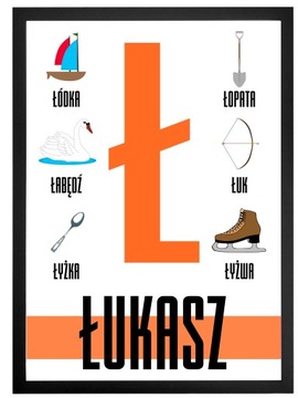 PLAKAT A3 ALFABET LITERKI IMIĘ DZIECKA W RAMCE
