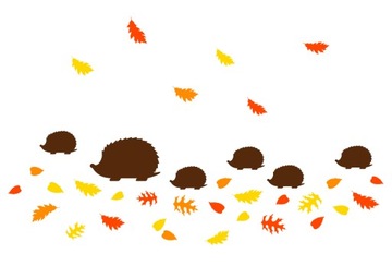 naklejki jeże i listki jesień na ściany szyby