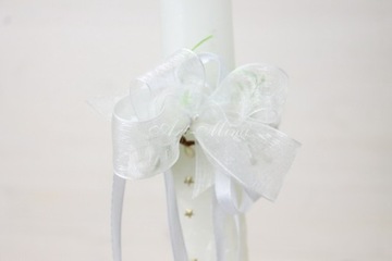 Profitka stroik na świecę komunia chrzest BIAŁA