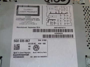 VW GOLF VII 7 5G РАДИО ОРИГИНАЛЬНЫЙ CD MP3 5G0035867