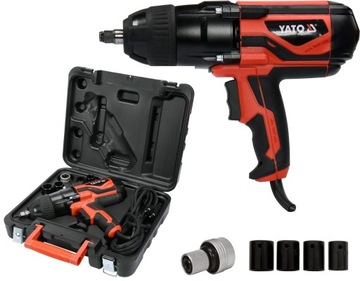 YATO UDAROWY KLUCZ ELEKTRYCZNY 1/2 600Nm +NASADKI