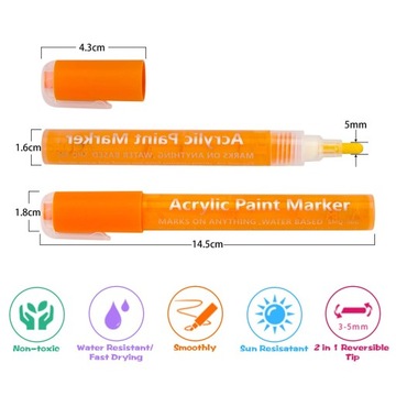 FARBA AKRYLOWA + MARKER PISAK 2w1 - ZESTAW 16 szt
