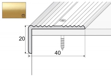 Kątownik aluminiowy A33, 90cm ZŁOTO 40x20mm
